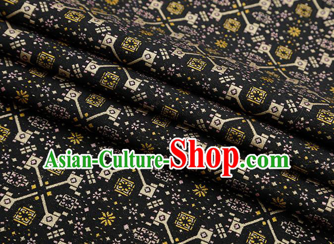 Chinese Traditional Jacquard Graph Pattern Black Brocade Fabric Cheongsam Tapestry Drapery