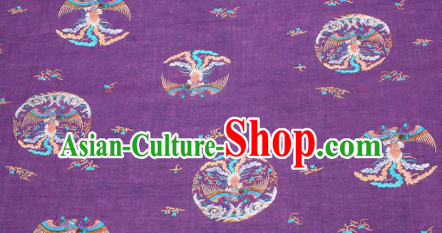 Chinese Traditional Phoenix Design Pattern Purple Ramie Fabric Cheongsam Ramee Drapery