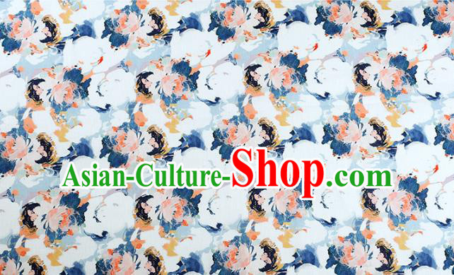 Chinese Traditional Design Pattern White Ramie Fabric Cheongsam Ramee Drapery