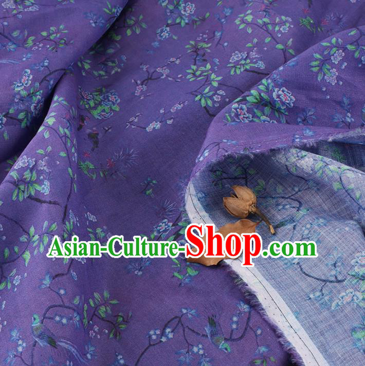 Chinese Traditional Flowers Design Pattern Deep Purple Ramie Fabric Cheongsam Ramee Drapery