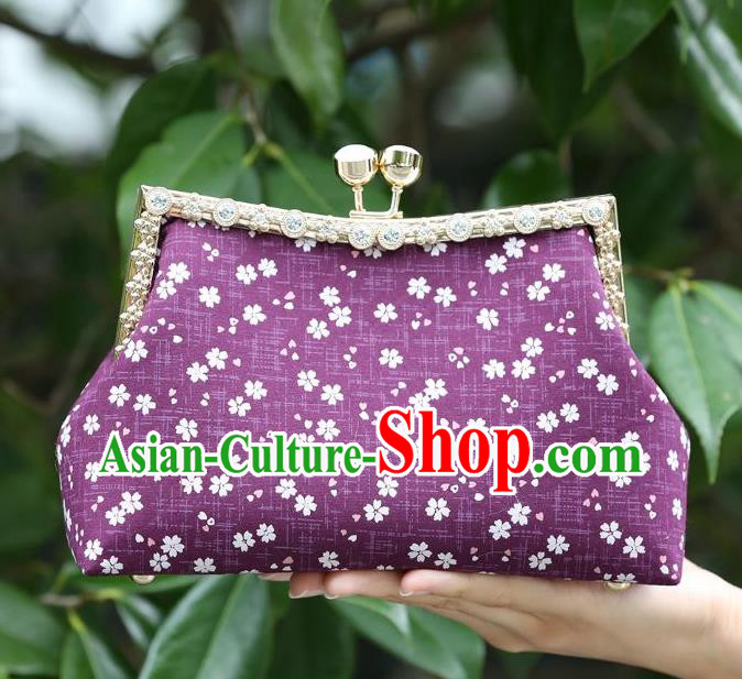 Chinese Traditional Flowers Pattern Purple Bag Handmade Cheongsam Handbag for Women