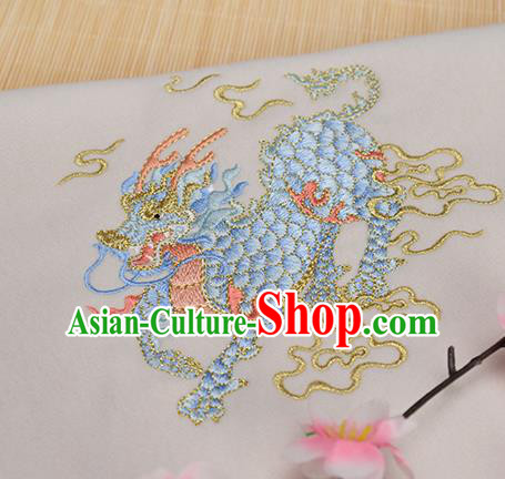 Chinese Traditional Embroidered Kylin White Cloth Applique Accessories Embroidery Patch