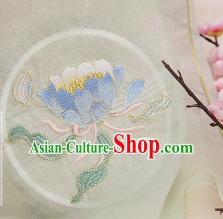 Chinese Traditional Embroidered Epiphyllum Light Green Cloth Applique Accessories Embroidery Patch