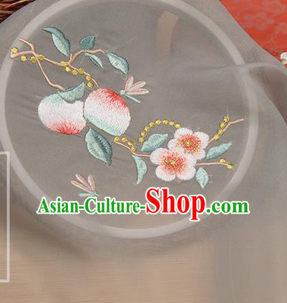 Chinese Traditional Embroidered Peach Flower Light Grey Chiffon Applique Accessories Embroidery Patch