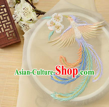 Chinese Traditional Embroidered Phoenix Beige Chiffon Applique Accessories Embroidery Patch