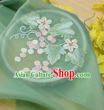 Chinese Traditional Embroidered Grape Leaf Green Chiffon Applique Accessories Embroidery Patch