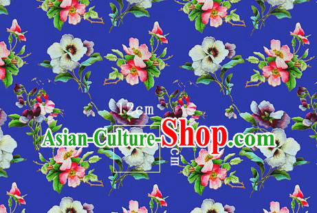Chinese Classical Phalaenopsis Pattern Design Royalblue Silk Fabric Asian Traditional Hanfu Mulberry Silk Material