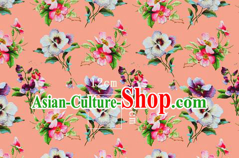 Chinese Classical Phalaenopsis Pattern Design Orange Silk Fabric Asian Traditional Hanfu Mulberry Silk Material