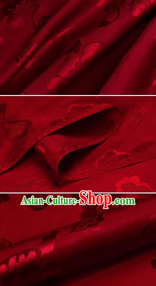 Chinese Classical Pattern Design Dark Red Silk Fabric Asian Traditional Hanfu Mulberry Silk Material
