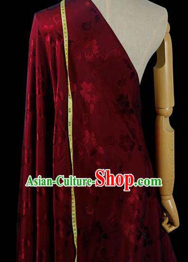 Chinese Classical Pattern Design Wine Red Silk Fabric Asian Traditional Hanfu Mulberry Silk Material