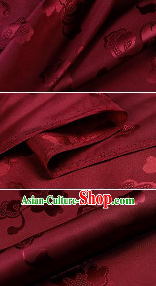 Chinese Classical Pattern Design Wine Red Silk Fabric Asian Traditional Hanfu Mulberry Silk Material