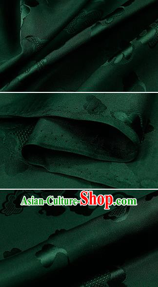 Chinese Classical Pattern Design Deep Green Silk Fabric Asian Traditional Hanfu Mulberry Silk Material