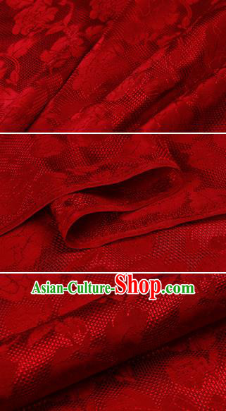 Chinese Classical Roses Pattern Design Red Silk Fabric Asian Traditional Hanfu Mulberry Silk Material