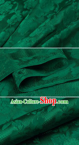 Chinese Classical Roses Pattern Design Green Silk Fabric Asian Traditional Hanfu Mulberry Silk Material