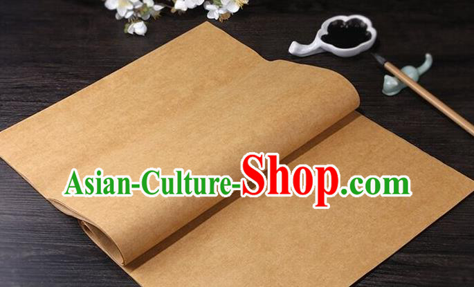 Traditional Chinese Brown Calligraphy Paper Handmade The Four Treasures of Study Writing Batik Art Paper