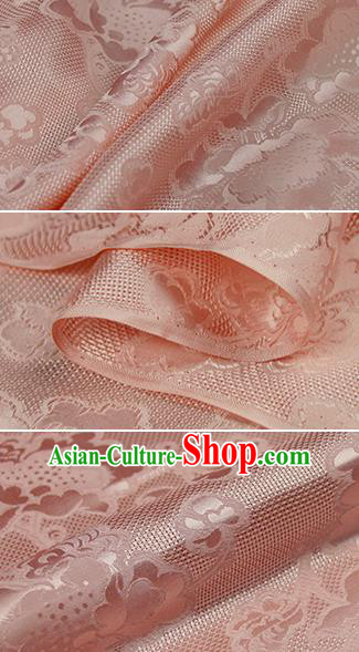 Chinese Classical Peony Pattern Design Pink Silk Fabric Asian Traditional Hanfu Mulberry Silk Material