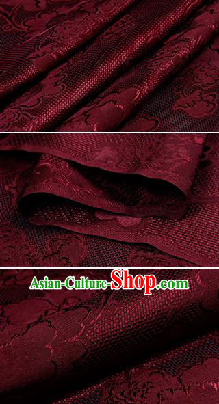 Chinese Classical Peony Pattern Design Purplish Red Silk Fabric Asian Traditional Hanfu Mulberry Silk Material