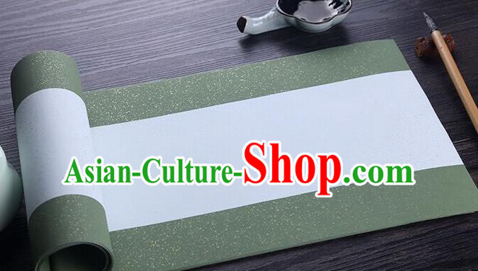 Chinese Traditional Spring Festival Couplets Batik Green Paper Handmade Couplet Calligraphy Writing Art Paper