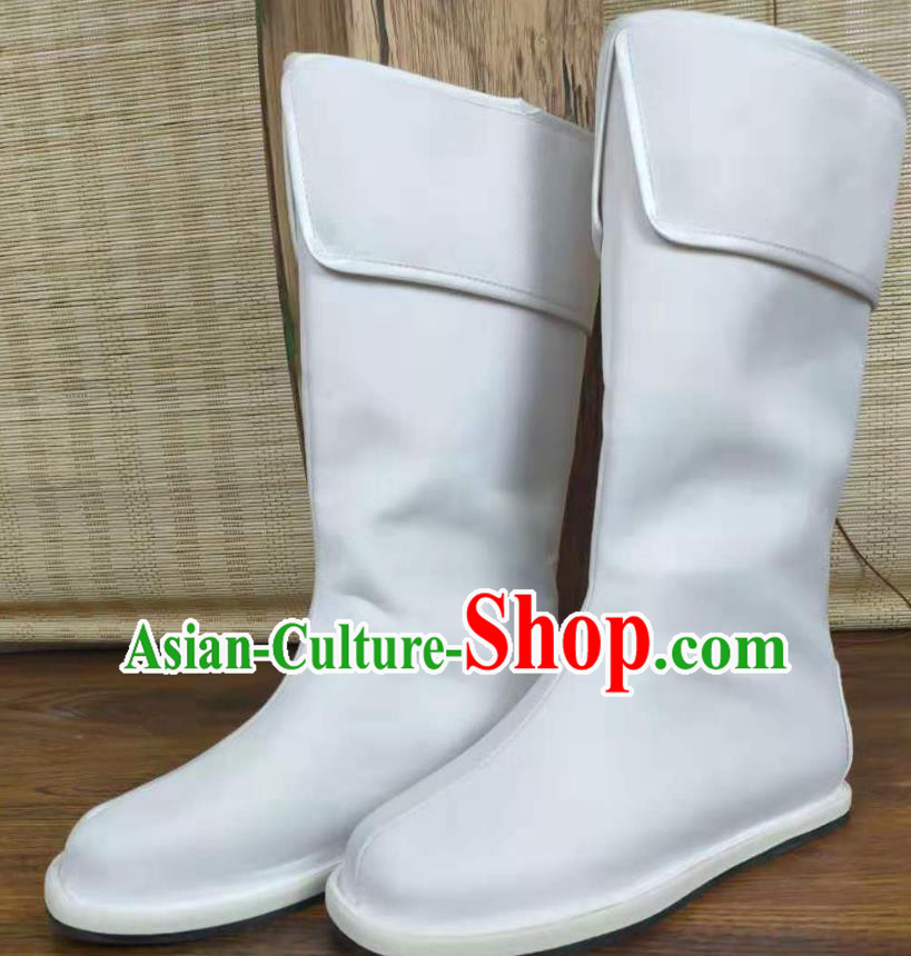 Traditional Chinese Swordsman White Boots Kung Fu Boots Opera Shoes Hanfu Shoes for Men