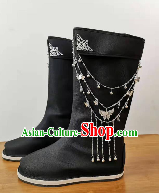 Traditional Chinese The Untamed Swordsman Black Boots Kung Fu Boots Opera Shoes Hanfu Shoes for Men