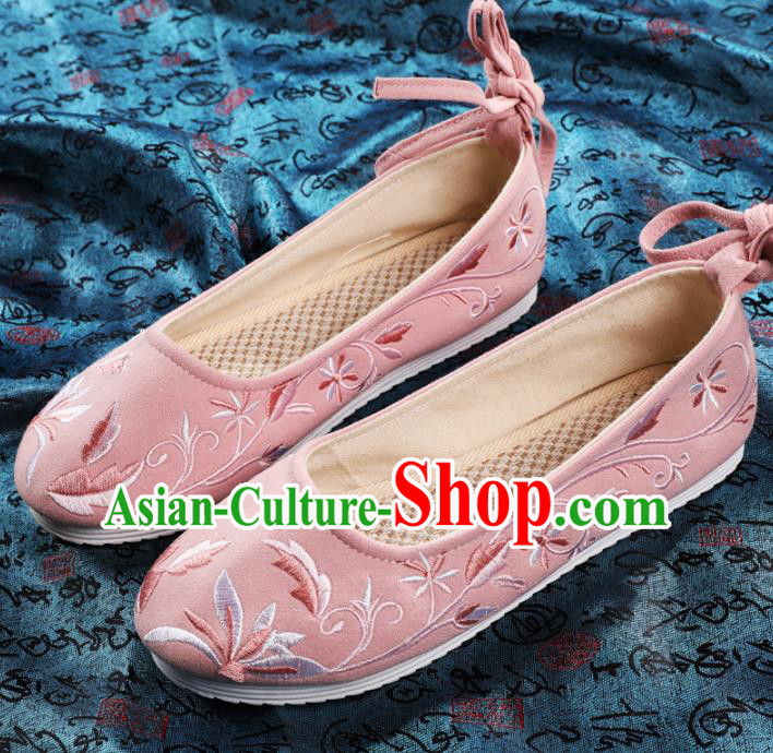 Chinese Embroidered Pink Shoes Hanfu Shoes Women Shoes Opera Shoes Princess Shoes