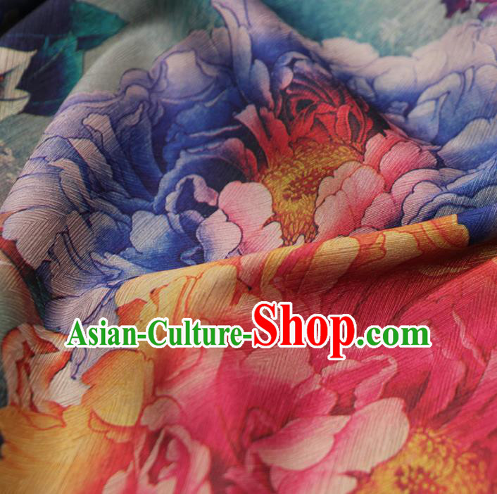 Chinese Classical Peony Pattern Design Brocade Fabric Asian Traditional Hanfu Satin Material