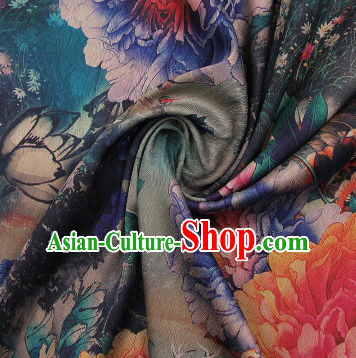 Chinese Classical Peony Pattern Design Brocade Fabric Asian Traditional Hanfu Satin Material