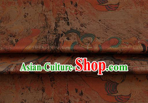 Chinese Classical Flying Apsaras Pattern Design Brown Silk Fabric Asian Traditional Hanfu Mulberry Silk Material