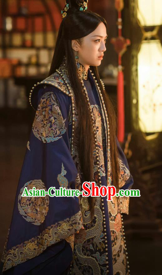 Chinese Ancient Drama Ming Dynasty Imperial Consort Sun Ruowei Replica Costumes and Headpiece Complete Set