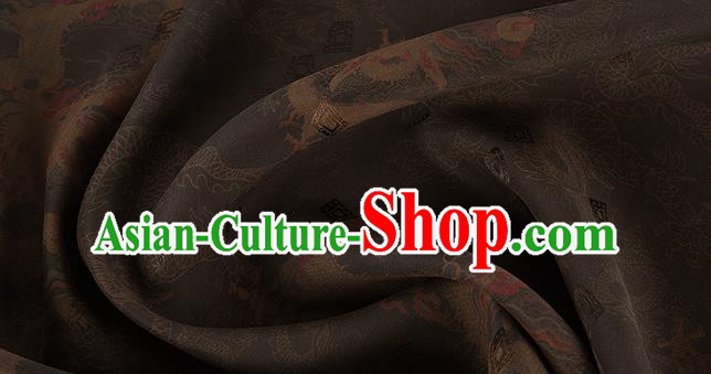 Chinese Classical Dragons Pattern Design Deep Brown Silk Fabric Asian Traditional Hanfu Mulberry Silk Material