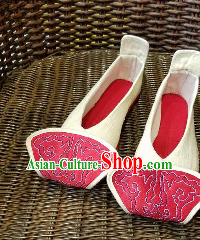Traditional Chinese Handmade Ethnic Embroidered Flax Shoes National Shoes Hanfu Shoes for Women