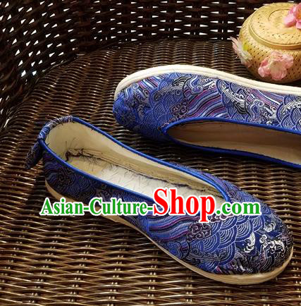 Traditional Chinese National Royalblue Shoes Ethnic Shoes Hanfu Shoes for Women