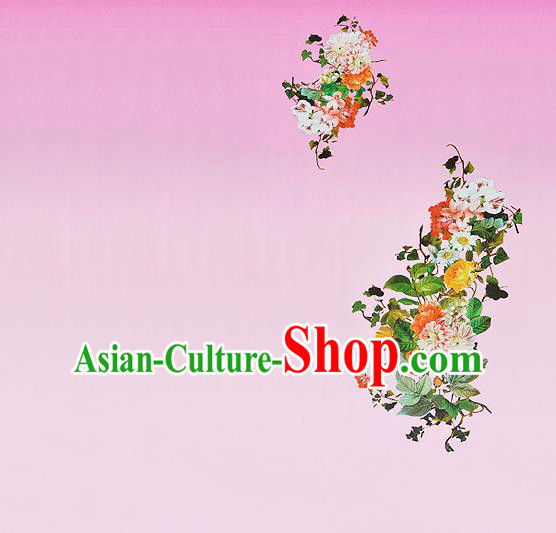 Chinese Classical Flowers Pattern Design Pink Silk Fabric Asian Traditional Hanfu Mulberry Silk Material