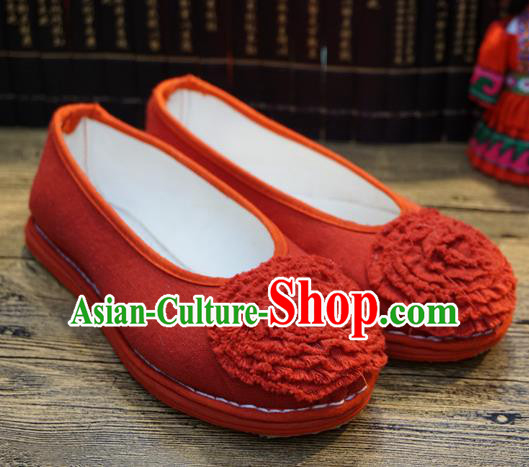 Traditional Chinese Red Cloth Shoes National Wedding Shoes Hanfu Shoes for Women