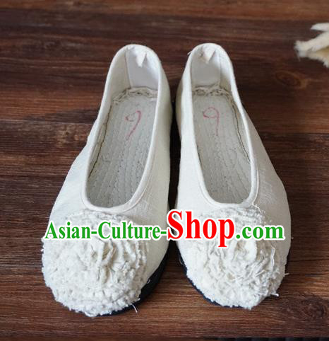 Traditional Chinese White Cloth Shoes National Wedding Shoes Hanfu Shoes for Women