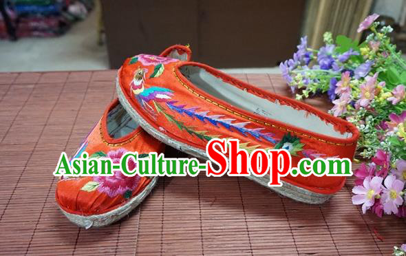 Traditional Chinese Wedding Red Satin Embroidered Shoes Princess Shoes National Shoes Hanfu Shoes for Women