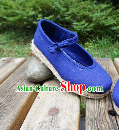 Traditional Chinese National Blue Cloth Shoes Ethnic Shoes Hanfu Shoes for Women