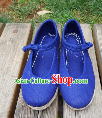 Traditional Chinese National Blue Cloth Shoes Ethnic Shoes Hanfu Shoes for Women