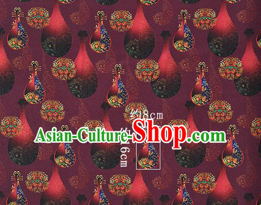 Chinese Classical Flowers Lute Pattern Design Purple Silk Fabric Asian Traditional Hanfu Mulberry Silk Material