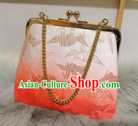 Japanese Traditional Vintage Red Brocade Bag Handmade Handbag for Women