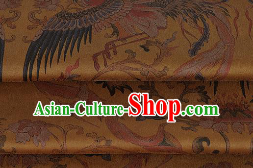 Chinese Classical Phoenix Pattern Design Ginger Silk Fabric Asian Traditional Hanfu Mulberry Silk Material