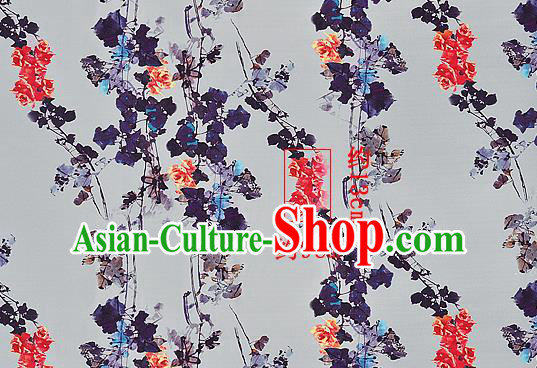 Chinese Classical Pattern Design Grey Silk Fabric Asian Traditional Hanfu Mulberry Silk Material