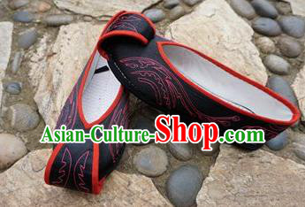 Traditional Chinese Black Embroidered Shoes National Ethnic Wedding Shoes Hanfu Shoes for Women