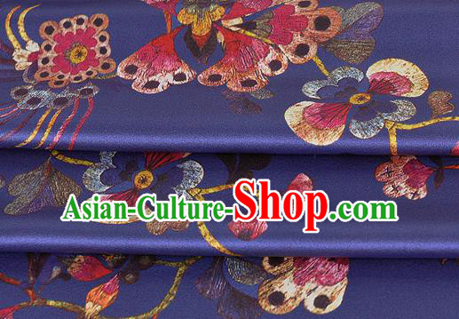 Chinese Classical Plum Blossom Pattern Design Purple Silk Fabric Asian Traditional Hanfu Mulberry Silk Material