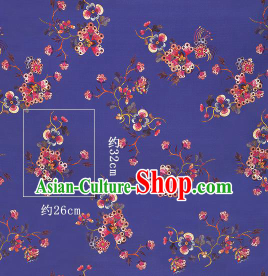 Chinese Classical Plum Blossom Pattern Design Purple Silk Fabric Asian Traditional Hanfu Mulberry Silk Material