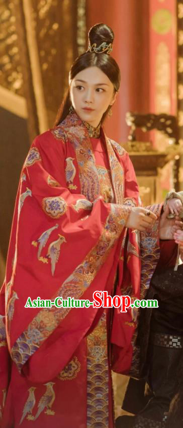 Chinese Ancient Drama Ming Dynasty Imperial Consort Sun Ruowei Tang Wei Replica Costumes and Headpiece Complete Set