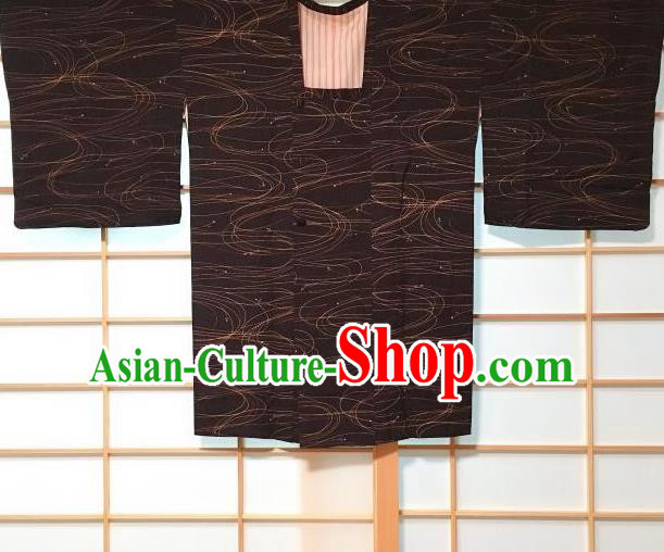 Japanese Traditional Embroidered Brown Haori Jacket Japan Kimono Overwear Costume for Men