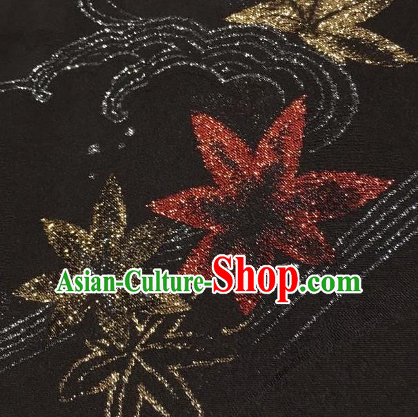 Japanese Traditional Embroidered Maple Leaf Pattern Black Haori Jacket Japan Kimono Overwear Costume for Men