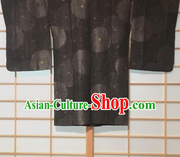 Japanese Traditional Chrysanthemum Pattern Black Haori Jacket Japan Kimono Overwear Costume for Men