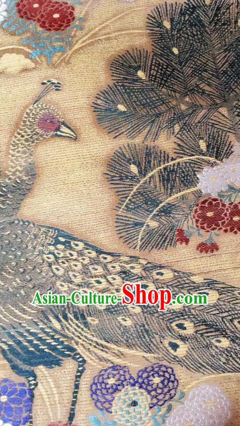 Japanese Traditional Peacock Pattern Ginger Brocade Waistband Japan Kimono Yukata Belt for Women